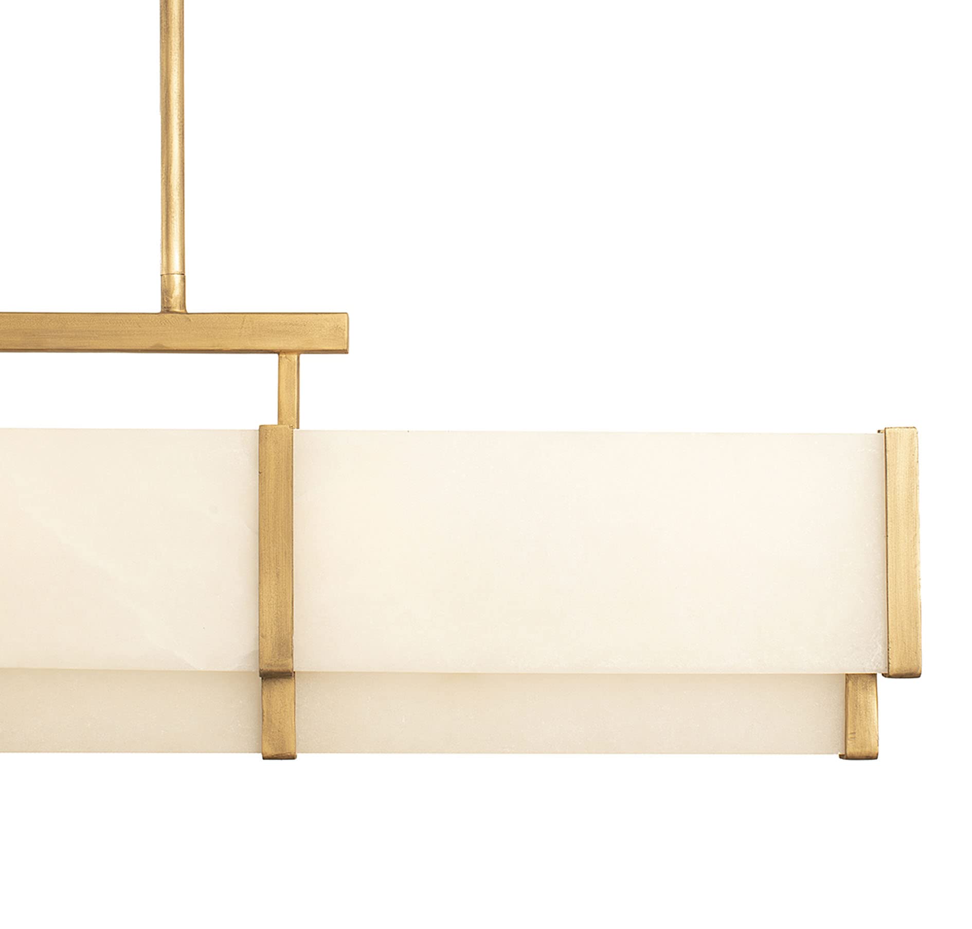 Mid-Century Modern Alabaster Linear Chandelier, 5-Light 300 Total Watts, 11" H x 44" L, Distressed Gold